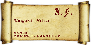 Mányoki Júlia névjegykártya